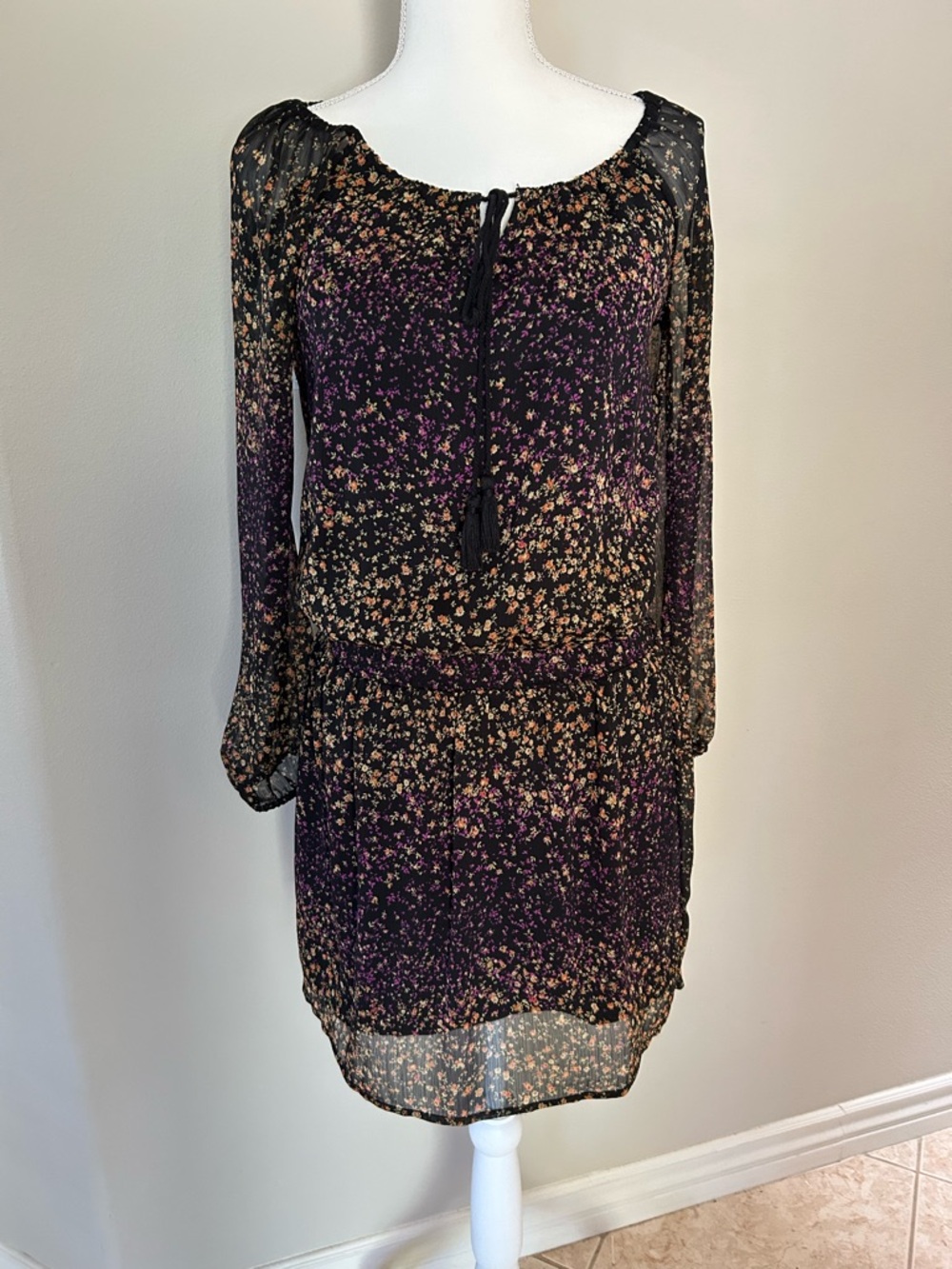 Jessica Simpson Sheer Black Floral Dress - Picture 2 of 11